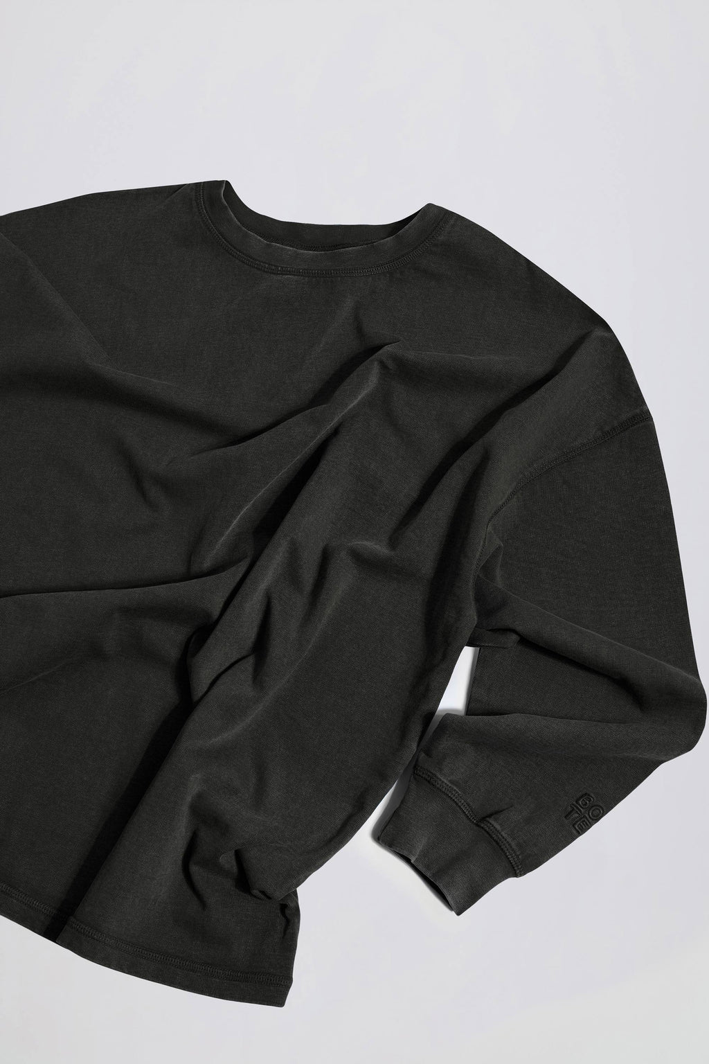Acid Wash Long-Sleeve Oversized T-Shirt in Ash