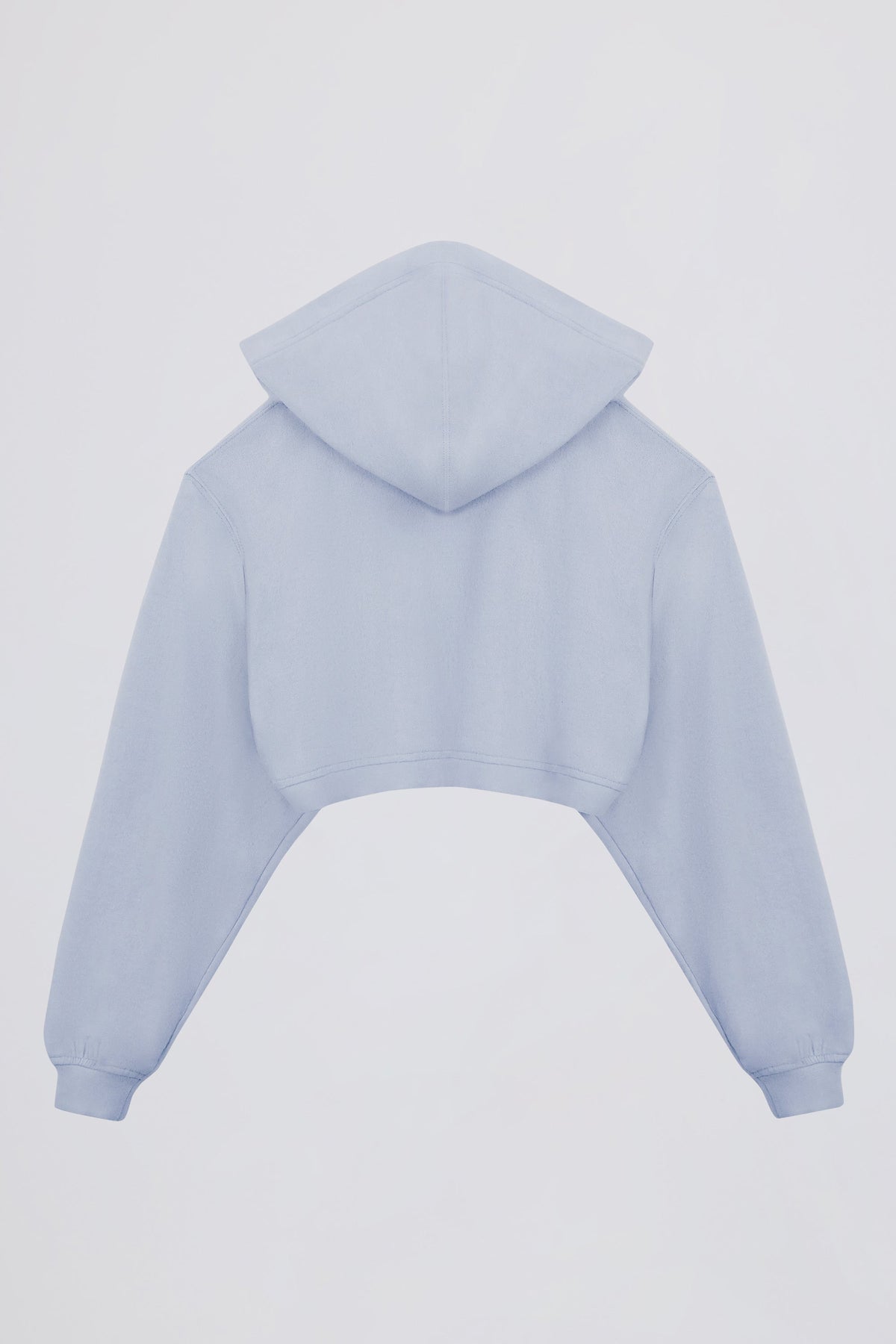 Brushed Jersey Hooded Cropped Shrug in Soft Blue