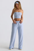 Tall Brushed Jersey Wide-Leg Joggers in Soft Blue