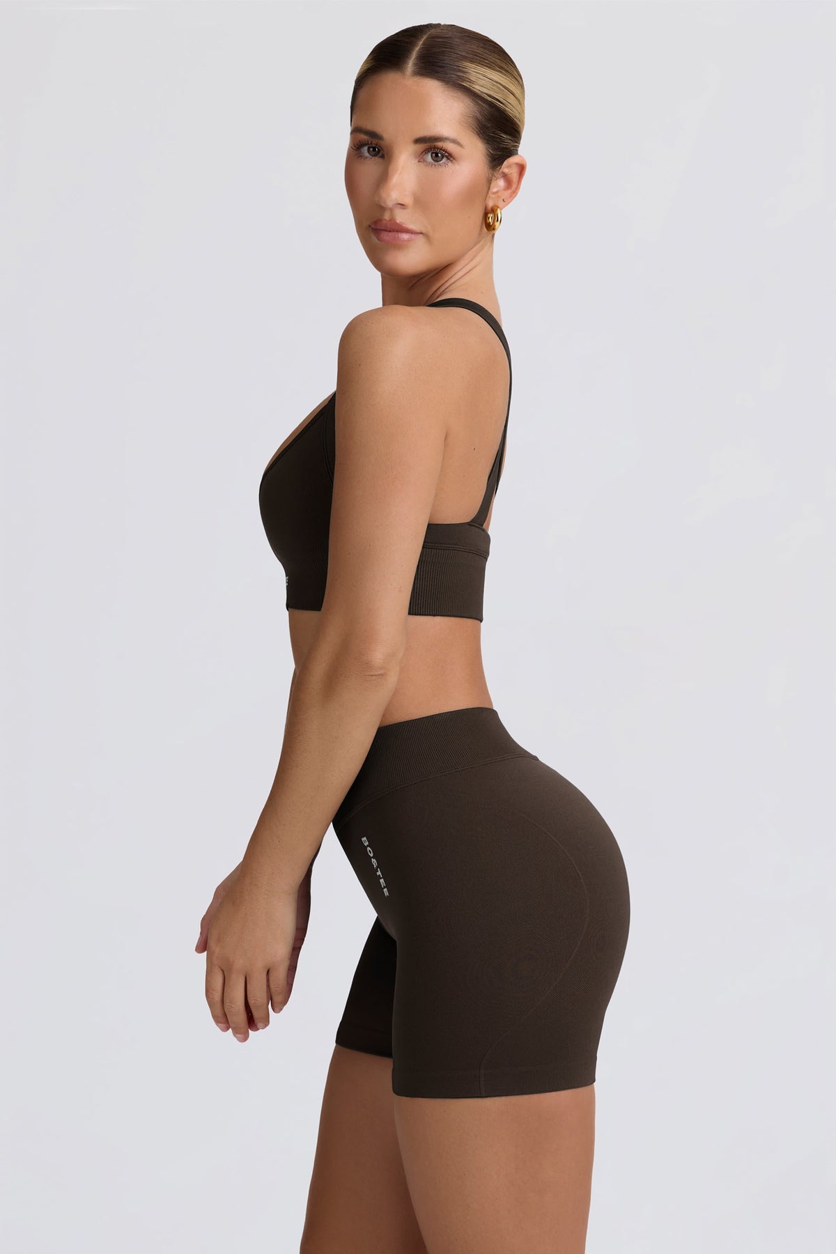 Super Sculpt Seamless Mini Shorts in Brown