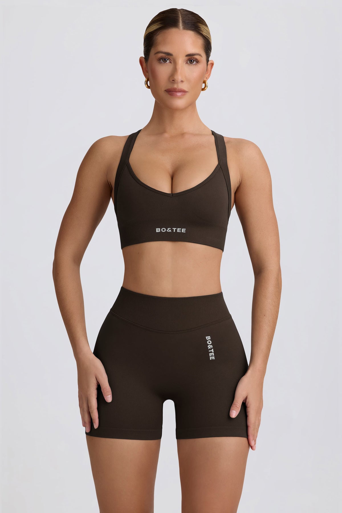 Super Sculpt Seamless Mini Shorts in Brown