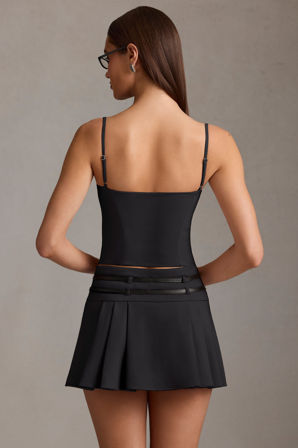 Cut-Top Camisole Top in Black