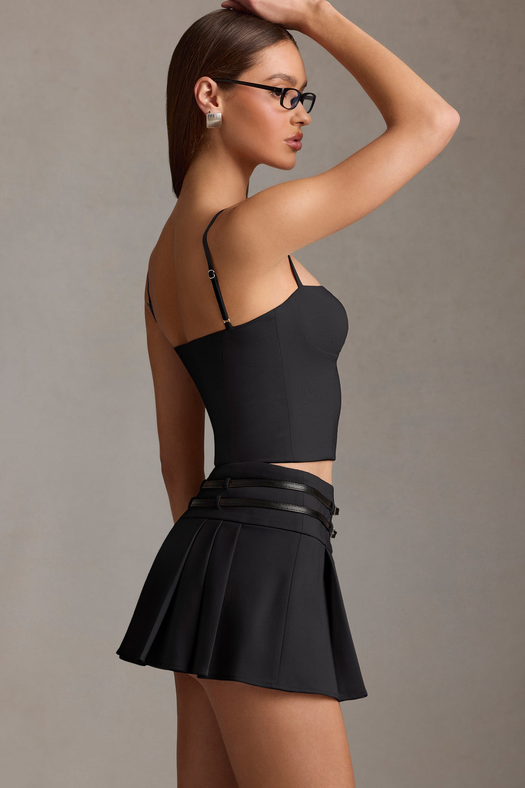 Cut-Top Camisole Top in Black